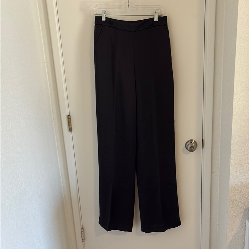 Satin Black Wide Leg Pants